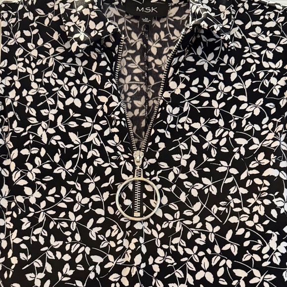 MSK Black and White Leaf Print Midi Dress - Picture 3 of 7